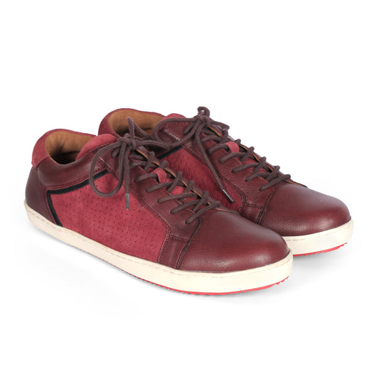 Mens Suede Black Cherry Lace Up Sneakers for Men