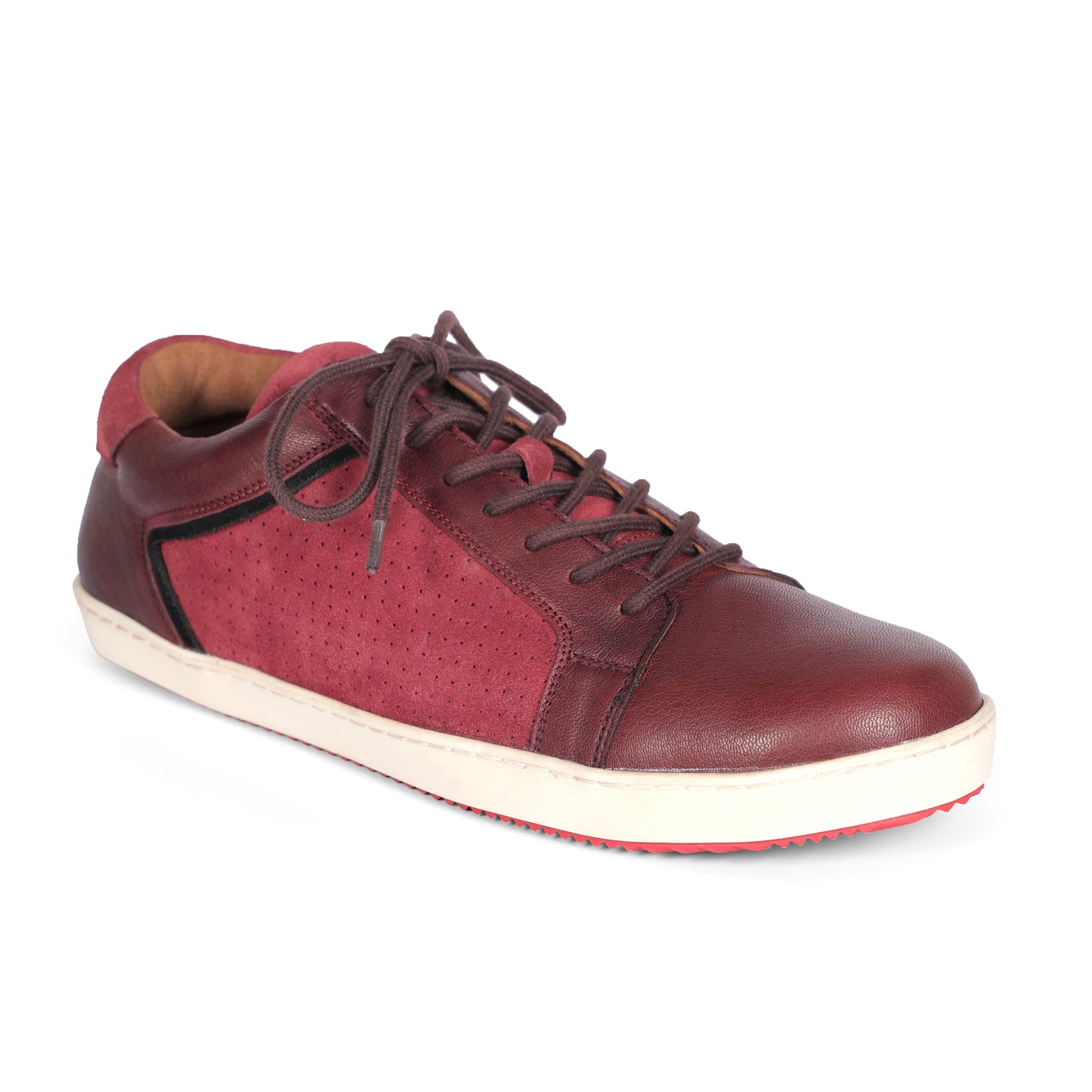 Mens Suede Black Cherry Lace Up Sneakers for Men