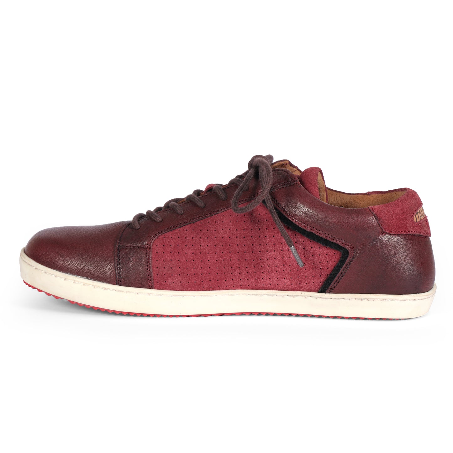 Mens Suede Black Cherry Lace Up Sneakers for Men