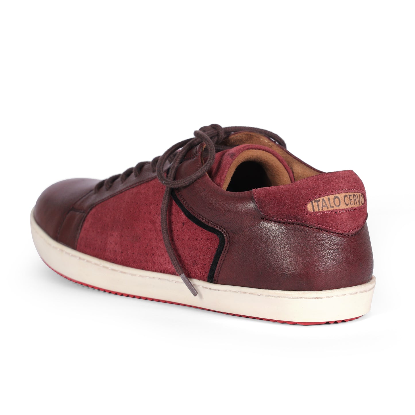 Mens Suede Black Cherry Lace Up Sneakers for Men