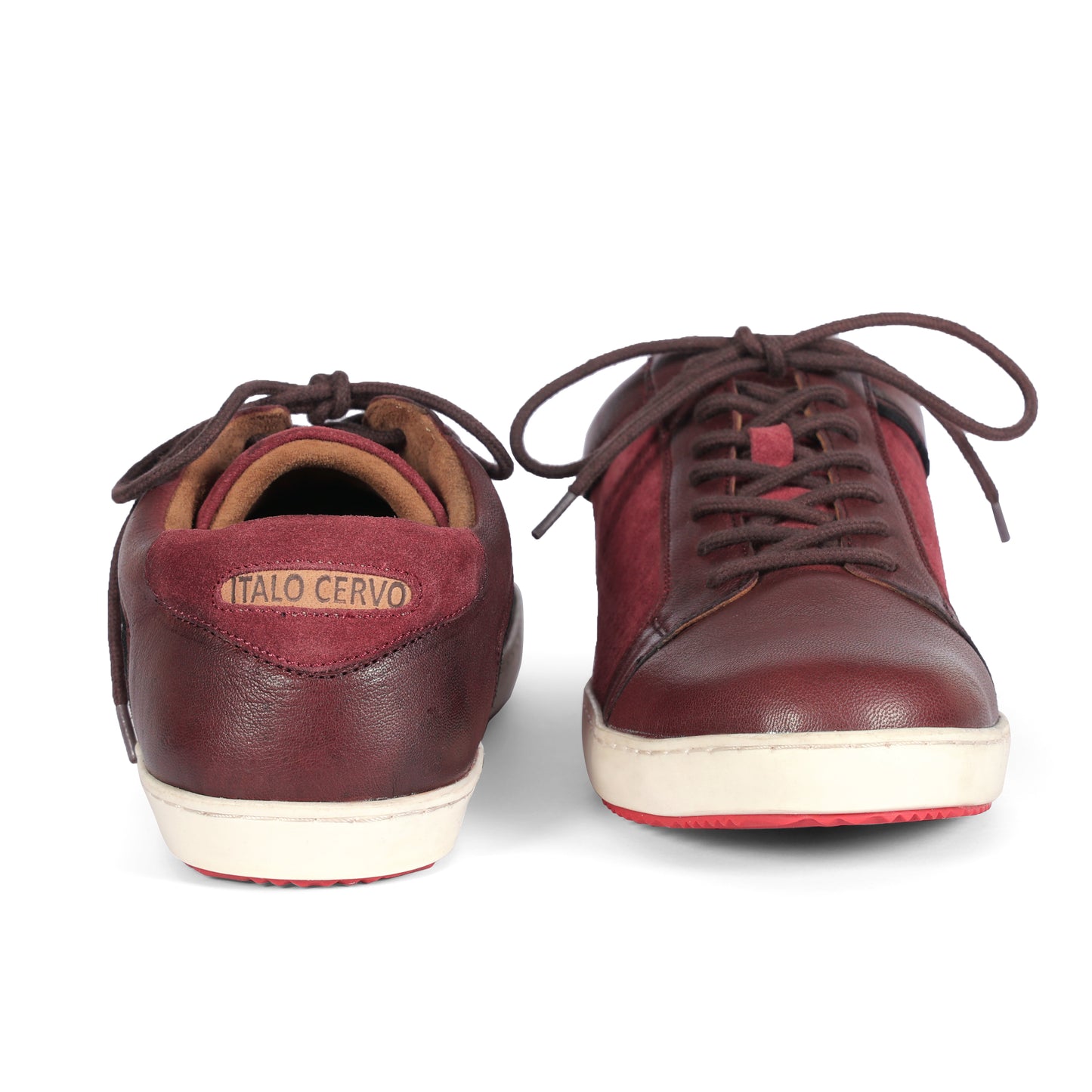 Mens Suede Black Cherry Lace Up Sneakers for Men