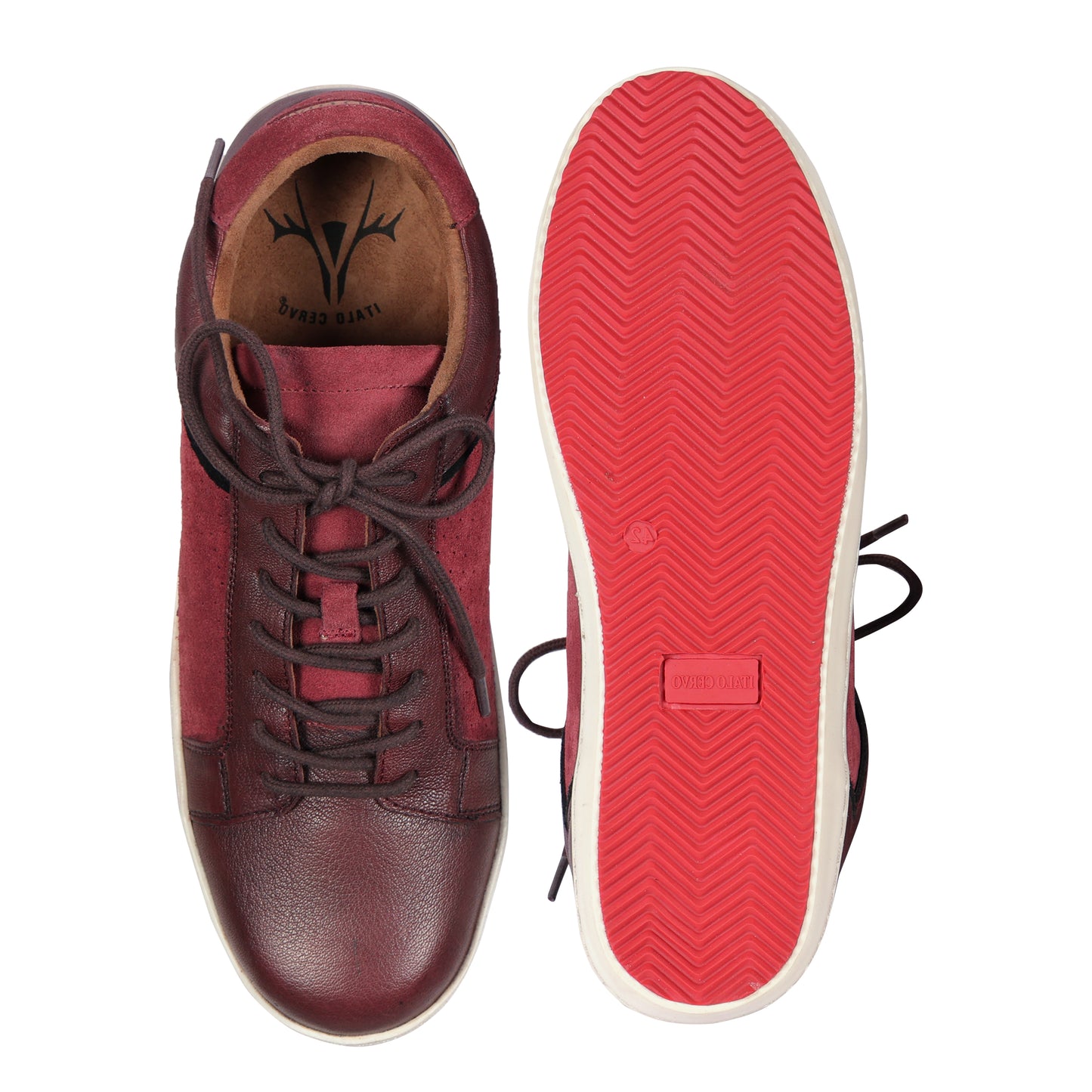 Mens Suede Black Cherry Lace Up Sneakers for Men