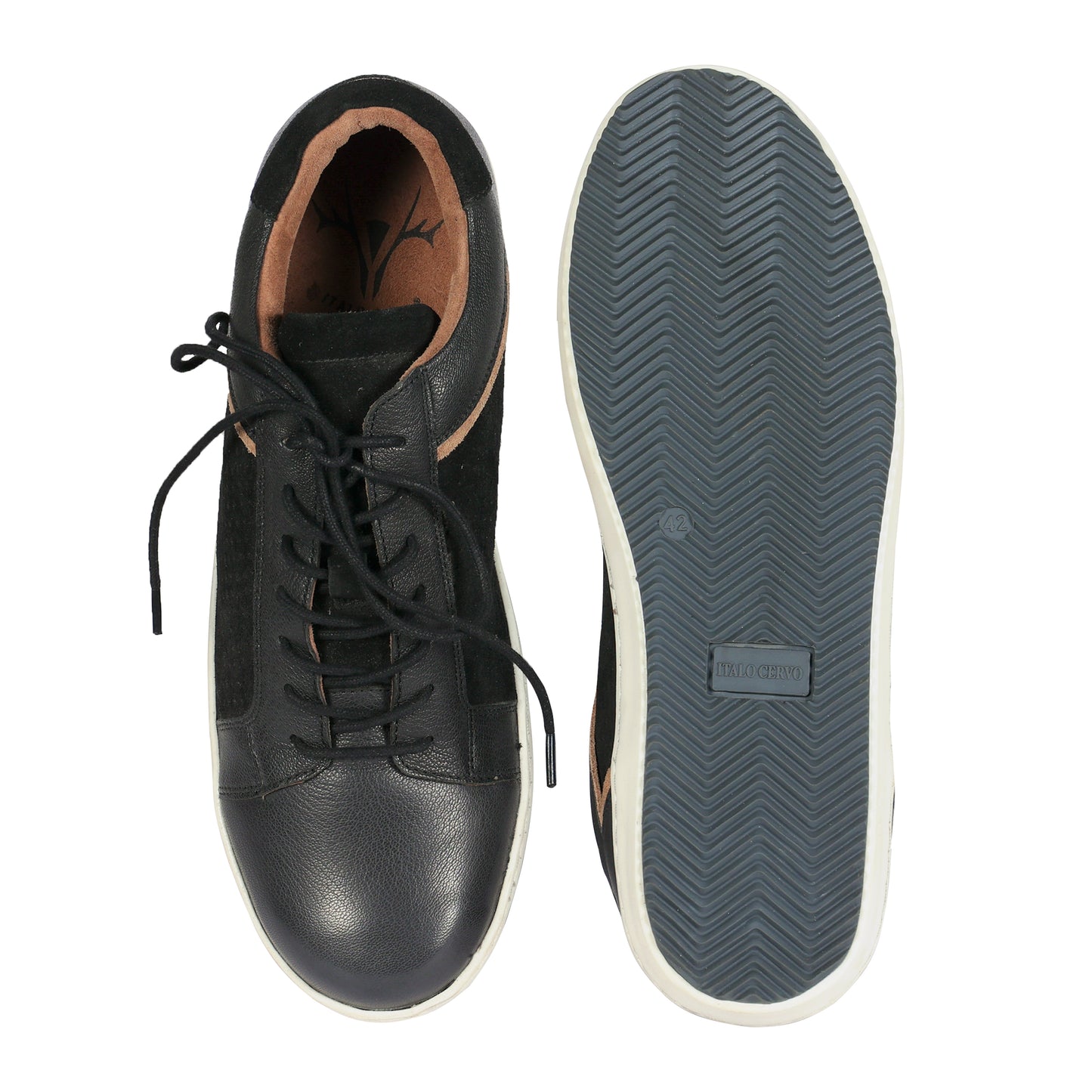 Mens Suede Black Casual Lace Up Sneakers for Men