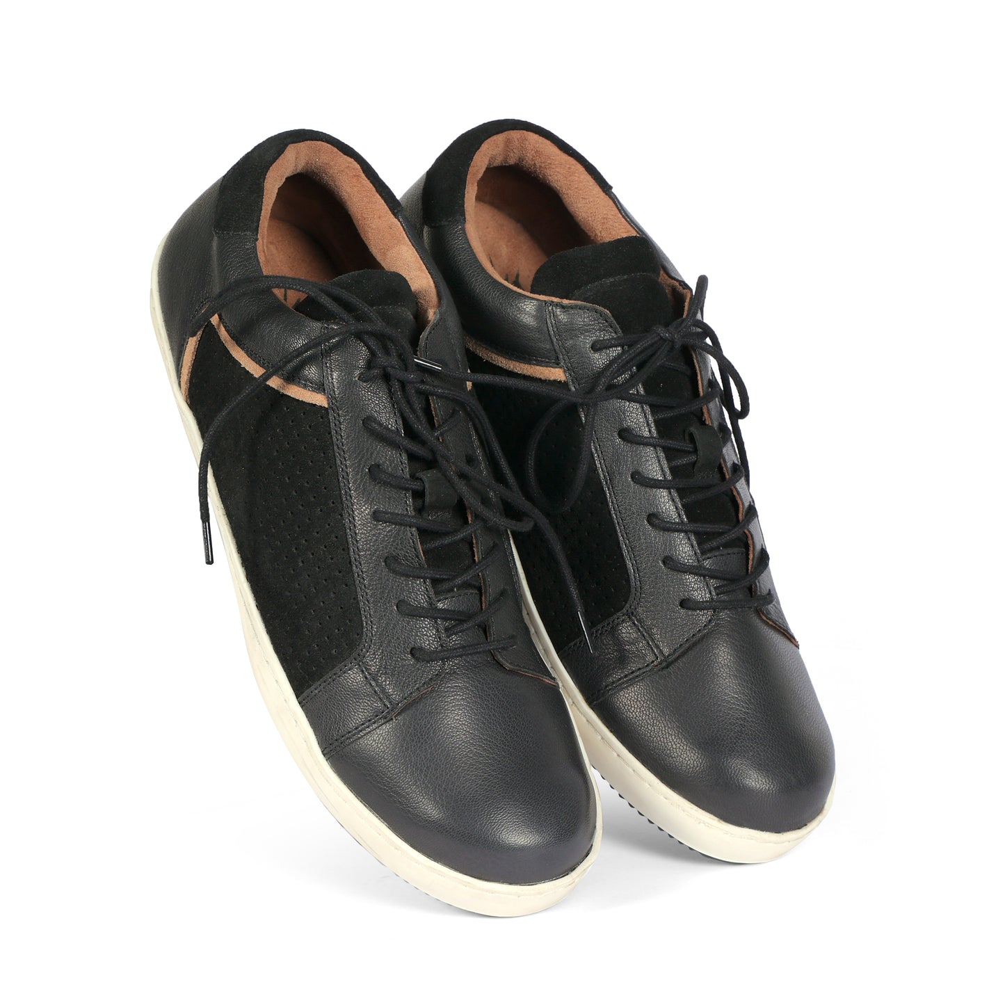 Mens Suede Black Casual Lace Up Sneakers for Men