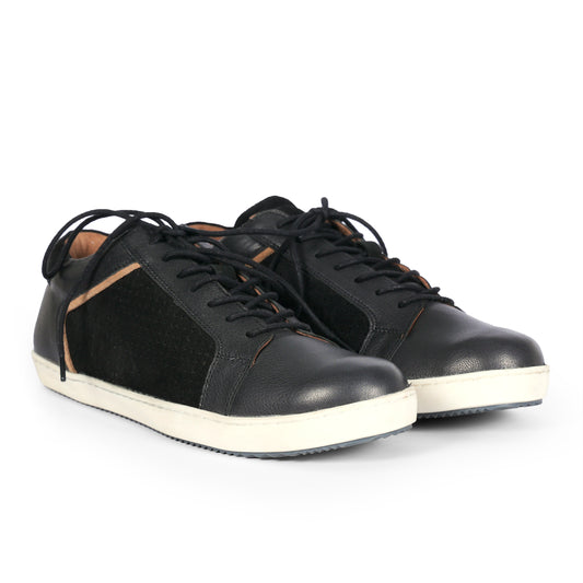 Mens Suede Black Casual Lace Up Sneakers for Men