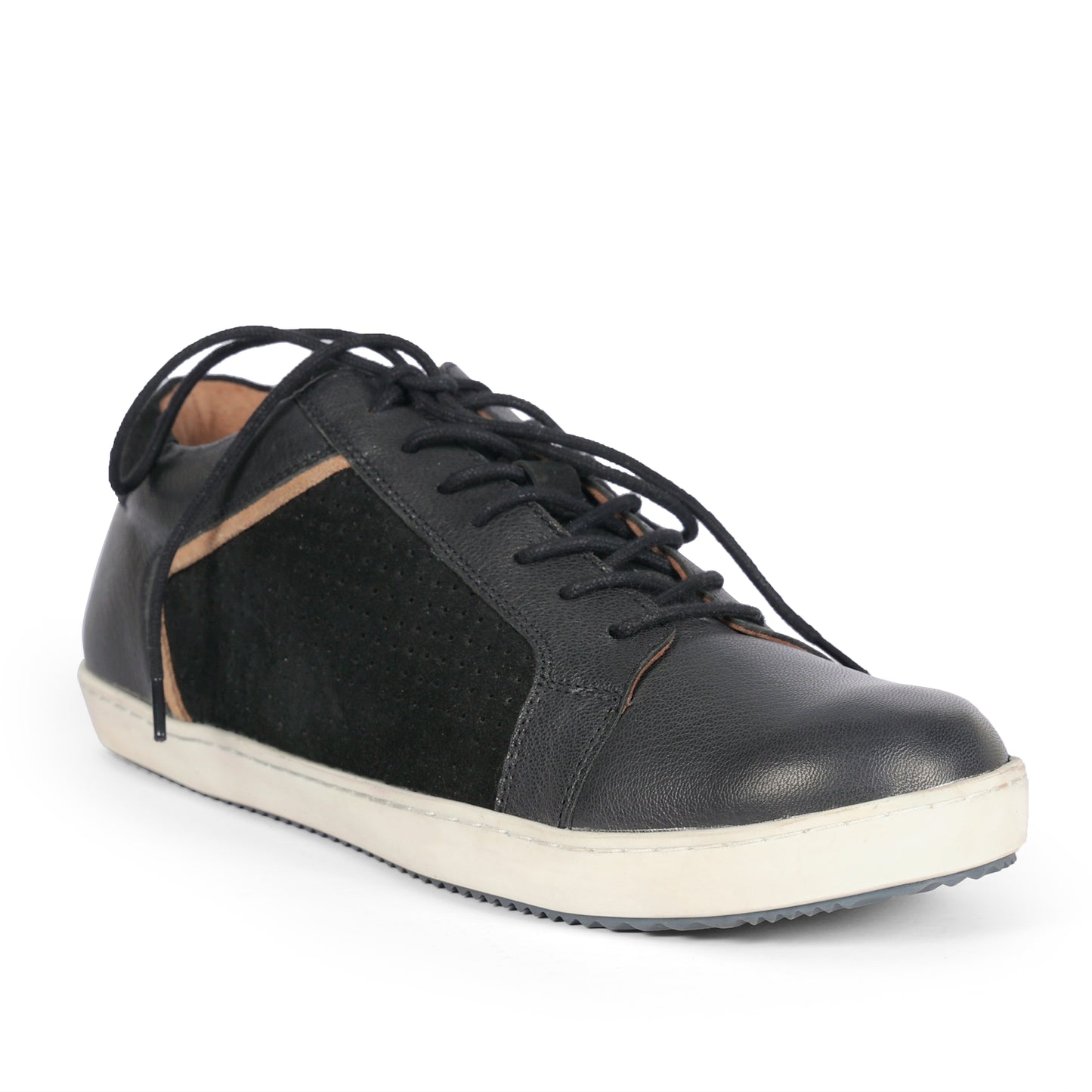 Mens Suede Black Casual Lace Up Sneakers for Men