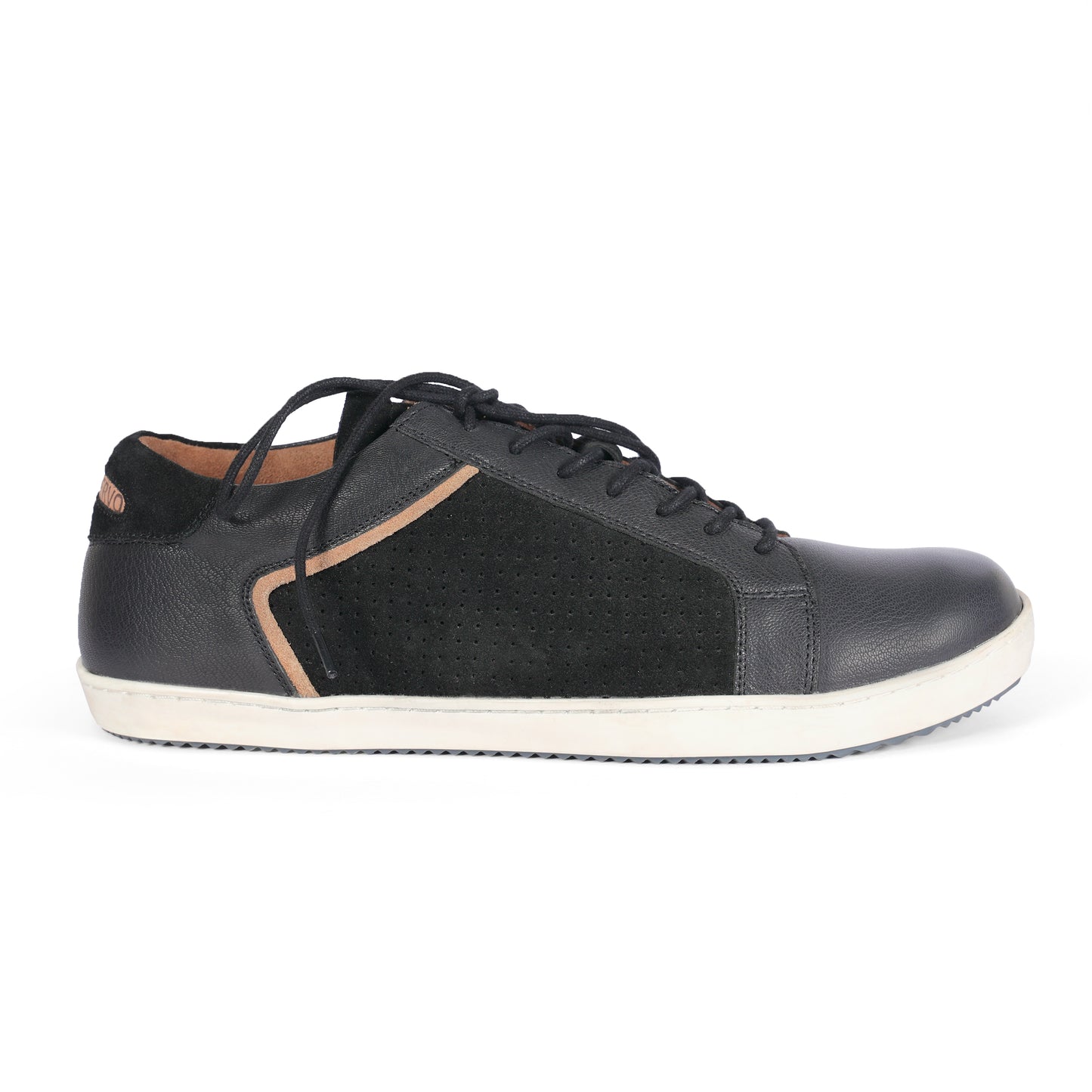 Mens Suede Black Casual Lace Up Sneakers for Men