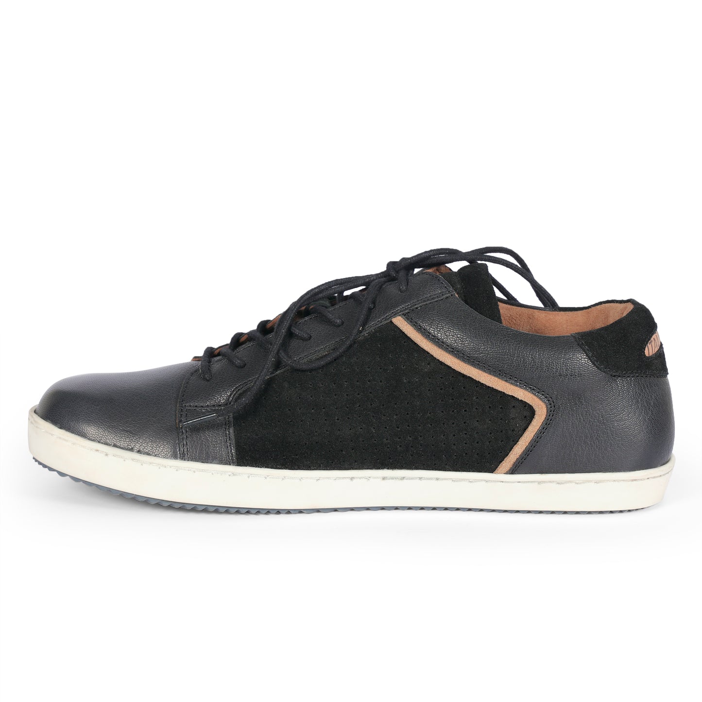 Mens Suede Black Casual Lace Up Sneakers for Men