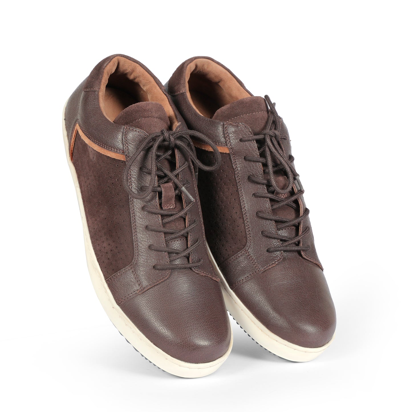 Mens Suede Black Brown Lace Up Sneakers for Men