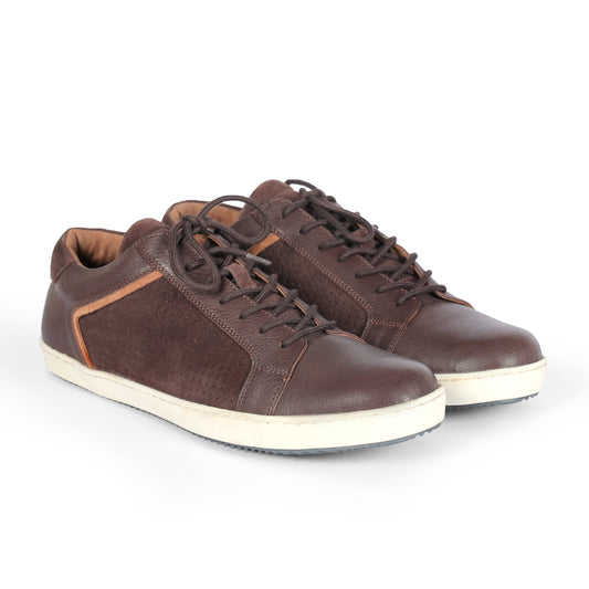 Mens Suede Black Brown Lace Up Sneakers for Men
