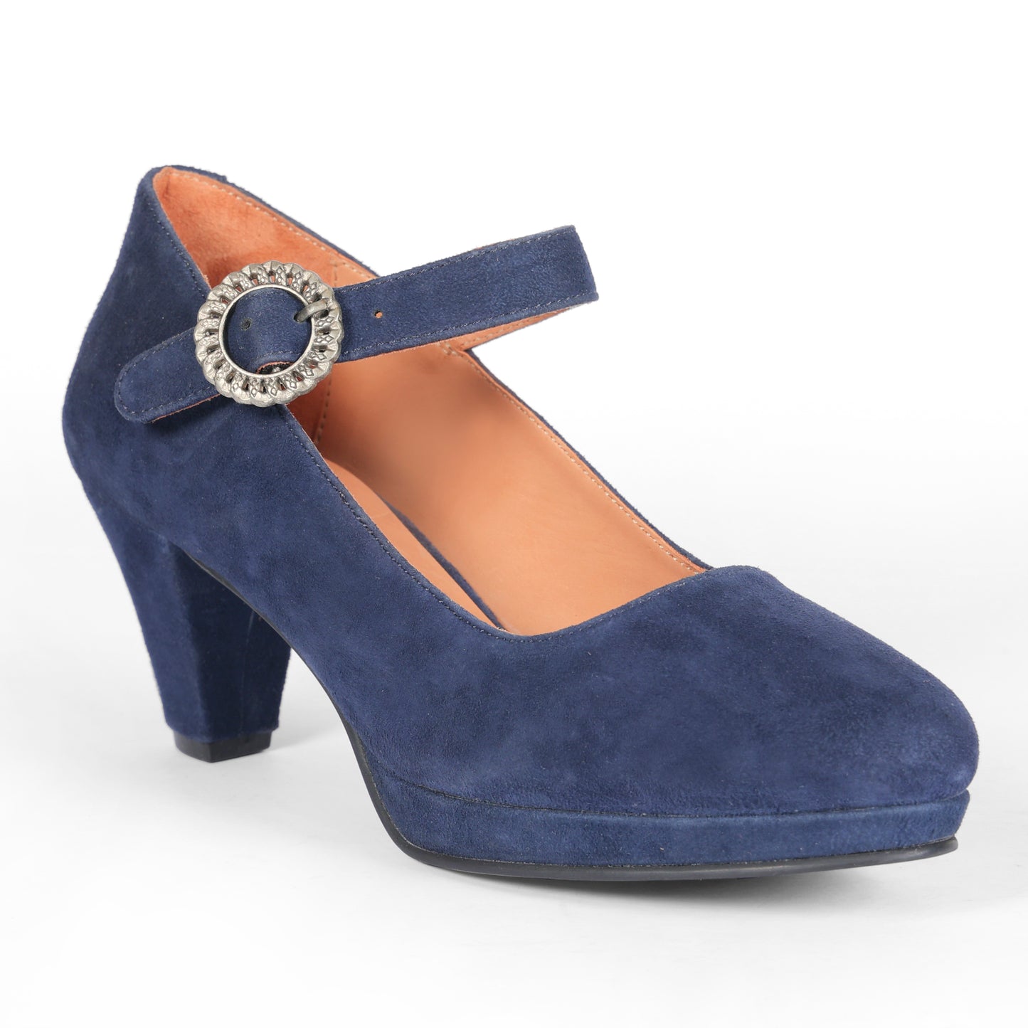 Women Blue Suede Leather Heels