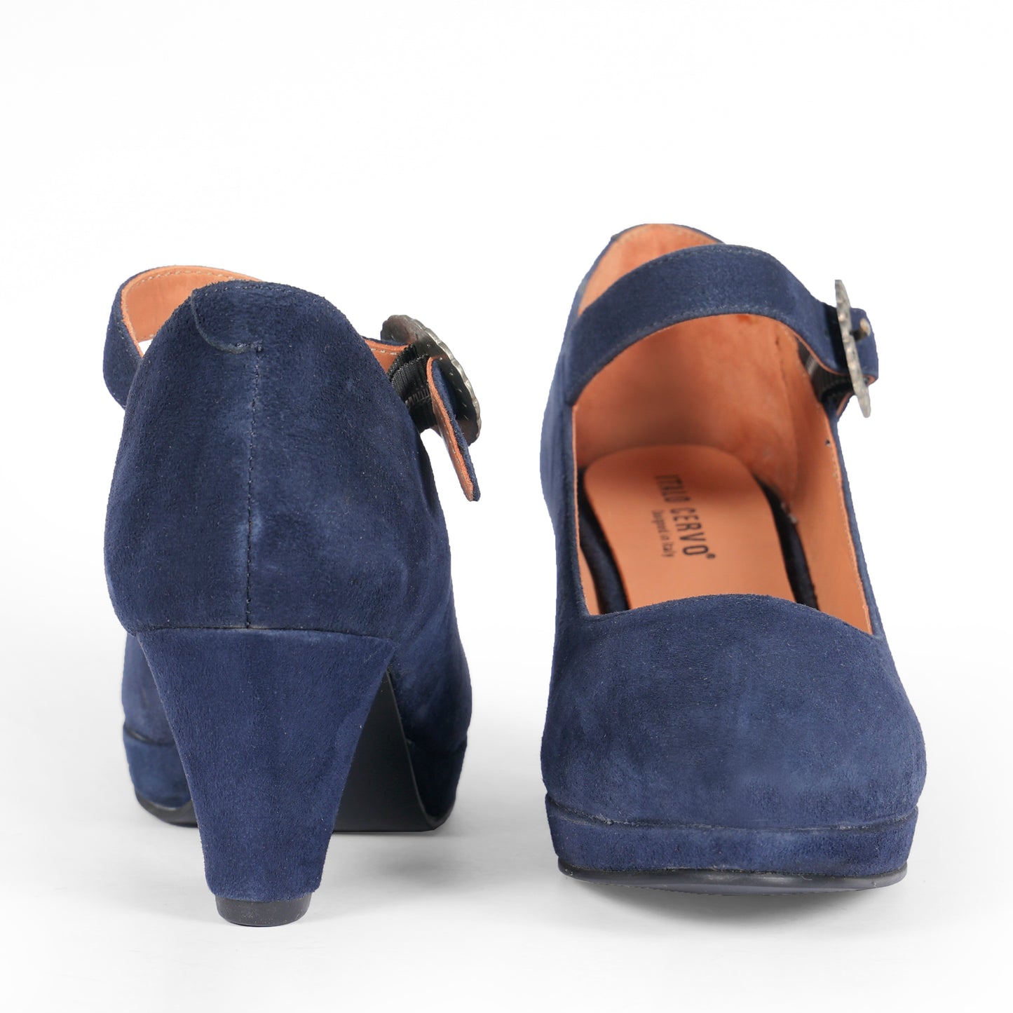 Women Blue Suede Leather Heels