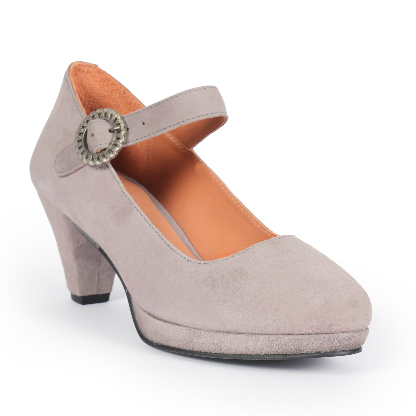 Women Grey Suede Leather Heels