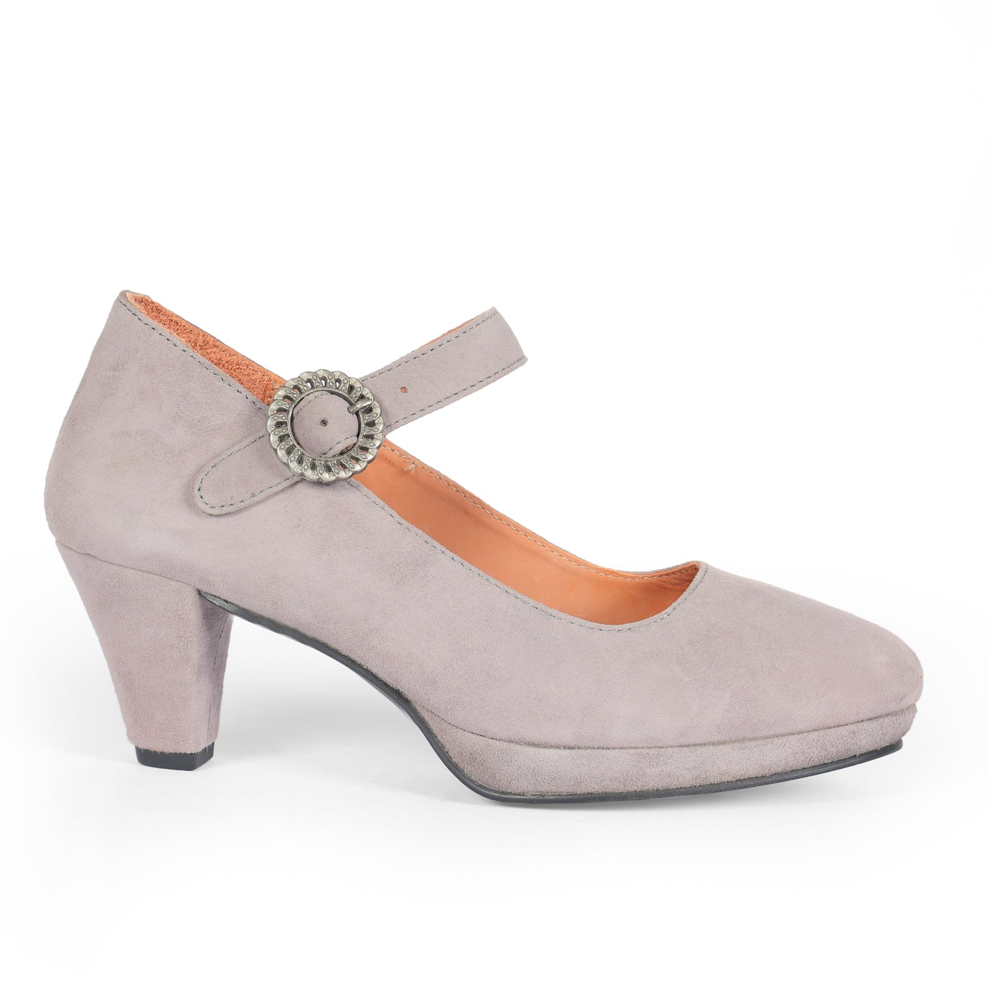 Women Grey Suede Leather Heels