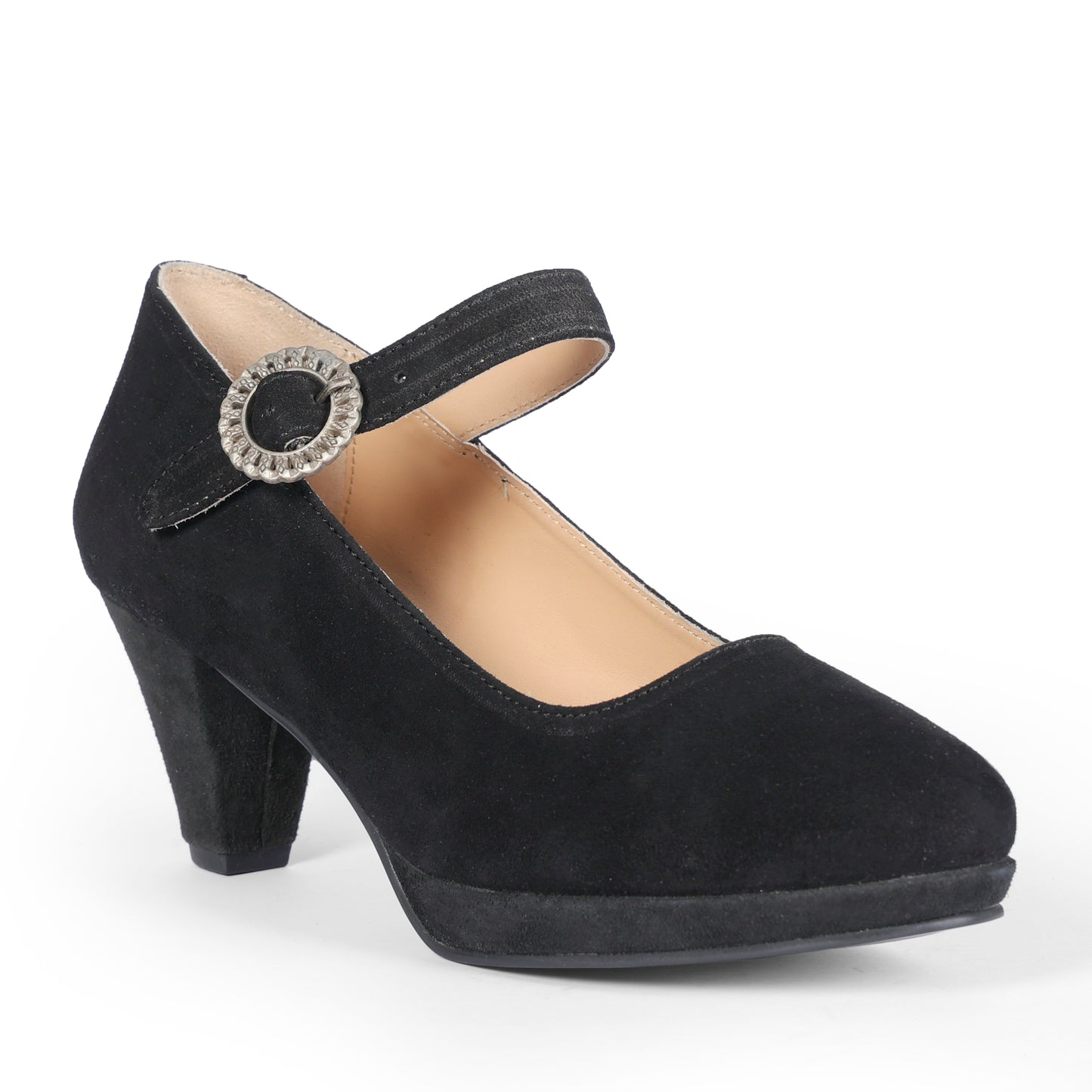 Women Black Suede Leather Heels