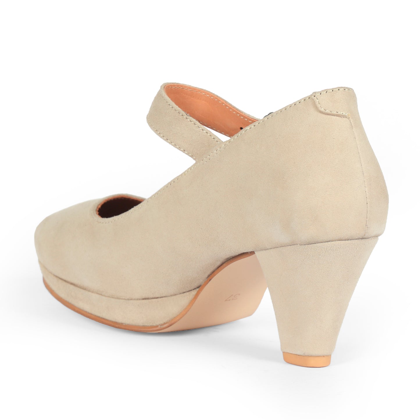 Women Beige Suede Leather Heels