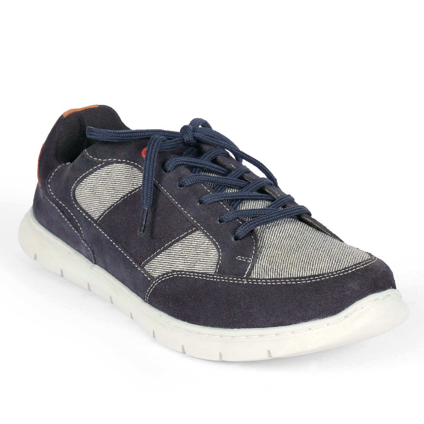 Mens Suede Leather Blue Casual Lace Up Sneakers