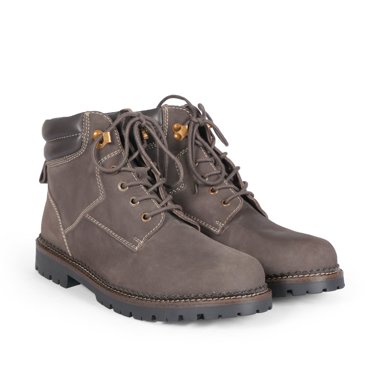 Mens Grey Brown Leather Boots