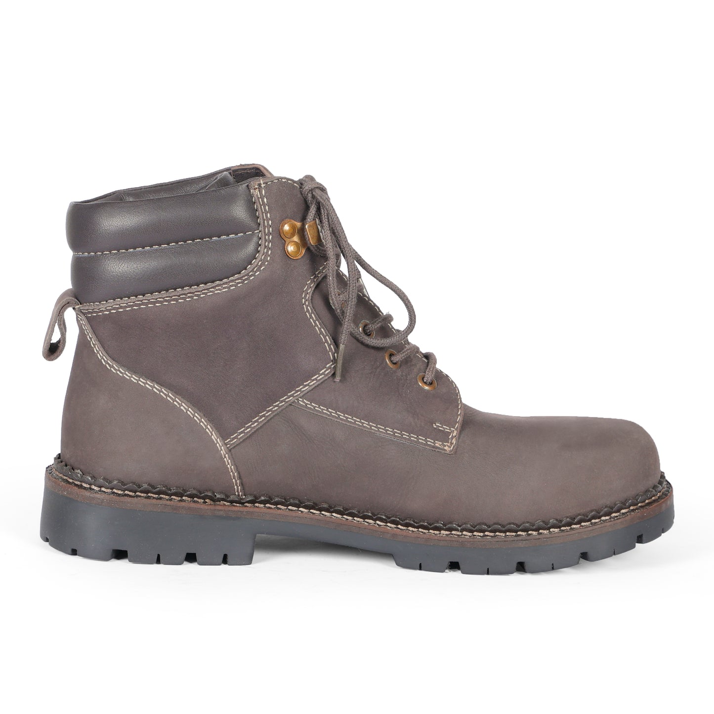 Mens Grey Brown Leather Boots