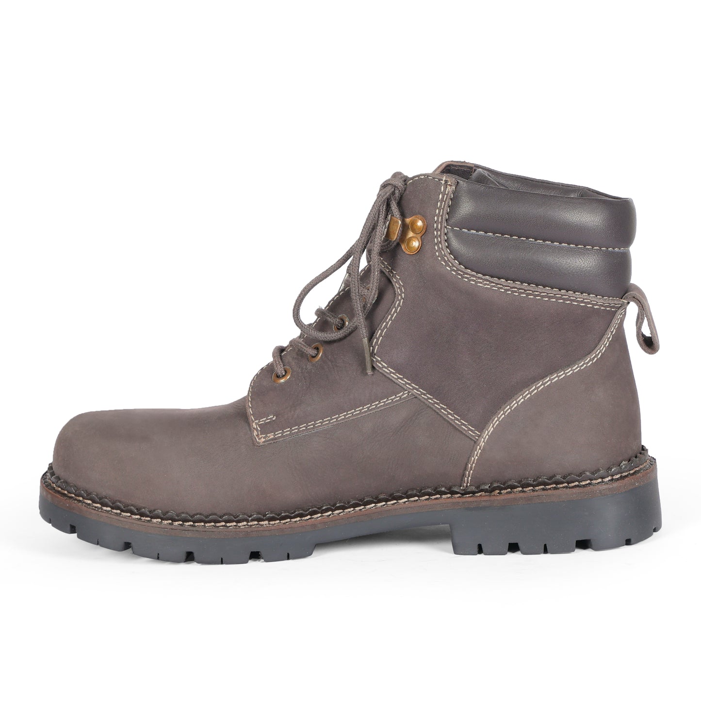 Mens Grey Brown Leather Boots