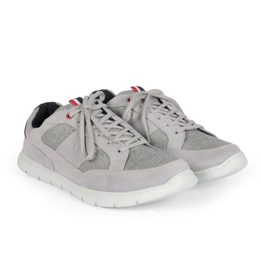 Mens Suede Leather Grey Casual Lace Up Sneakers