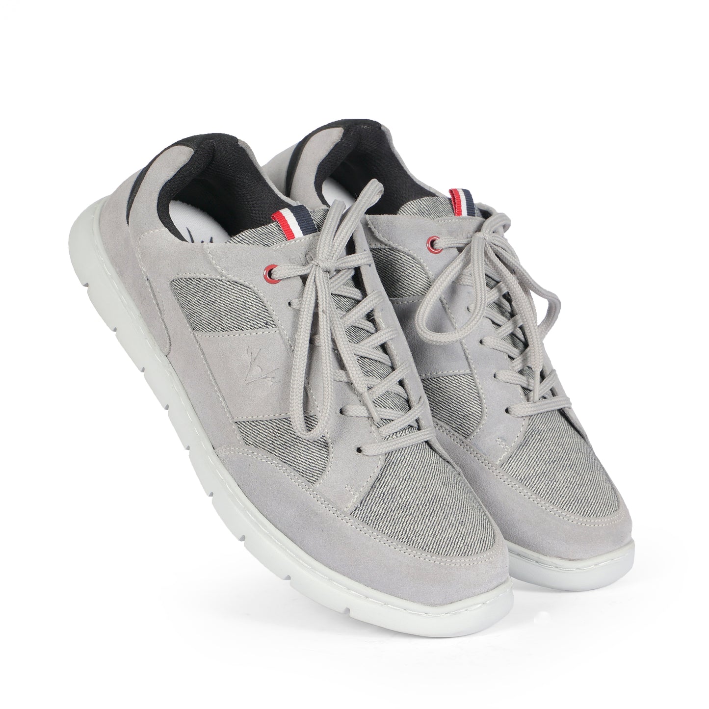 Mens Suede Leather Grey Casual Lace Up Sneakers