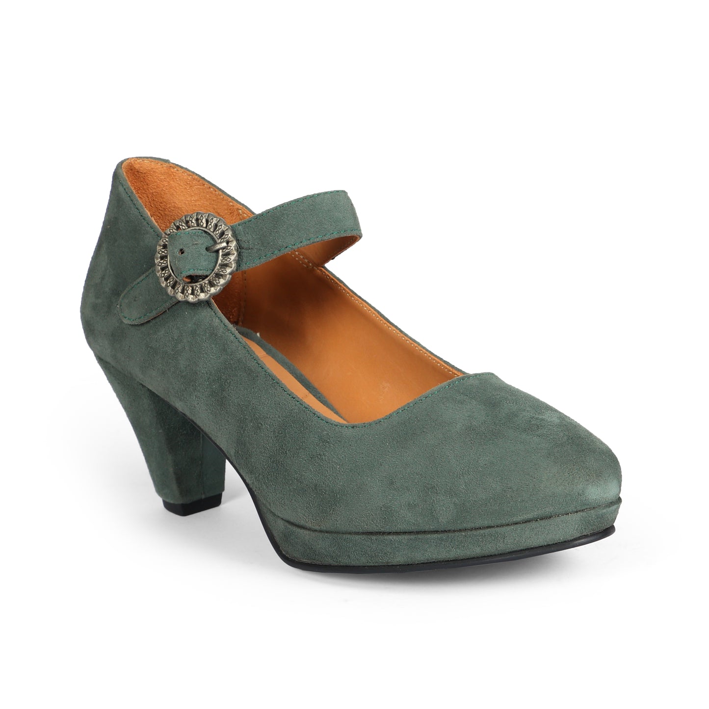 Women Green Suede Leather Heels