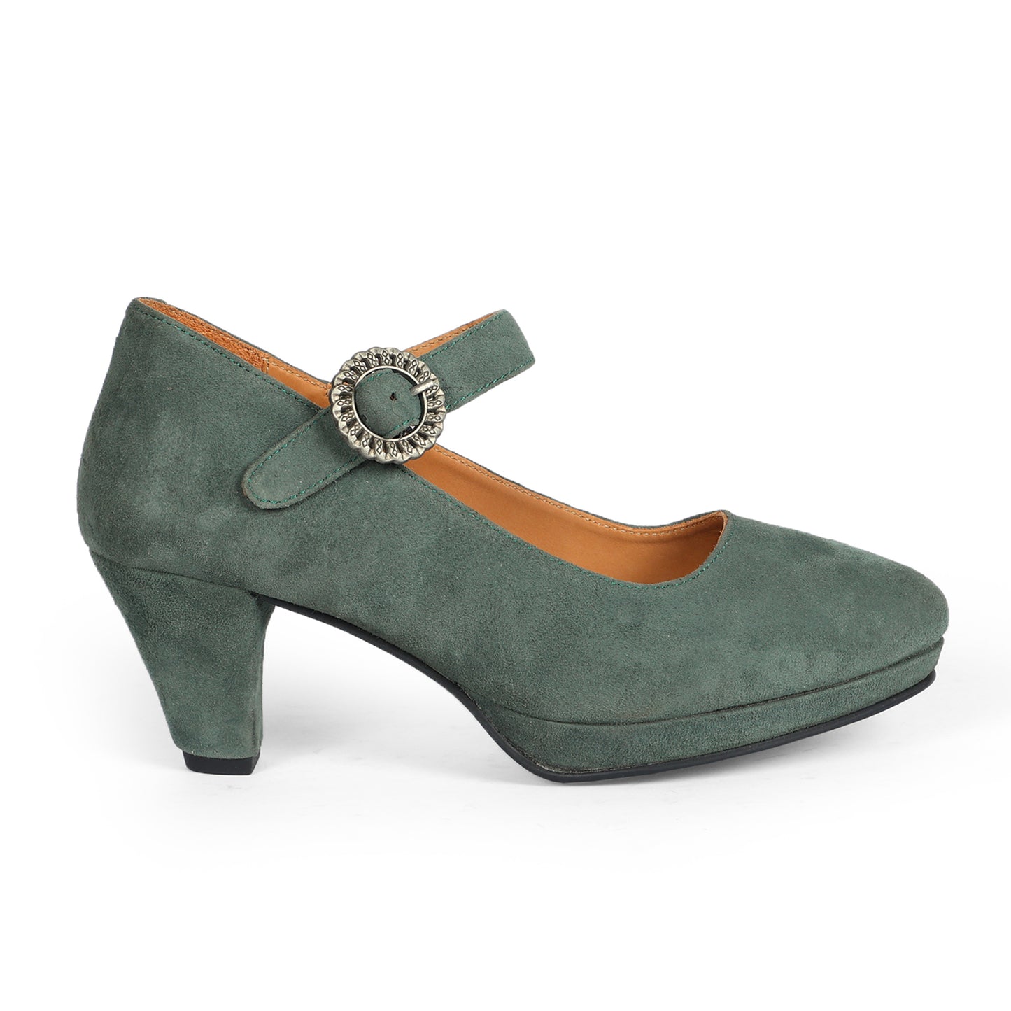 Women Green Suede Leather Heels