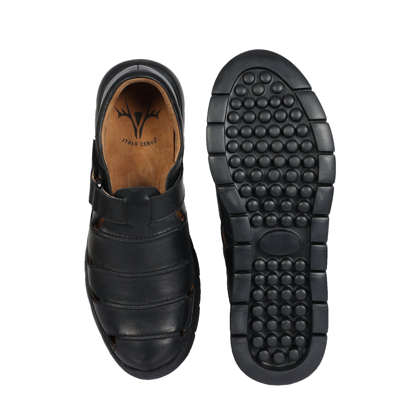 Miami Men Strap On Sandal Crust Leather Black