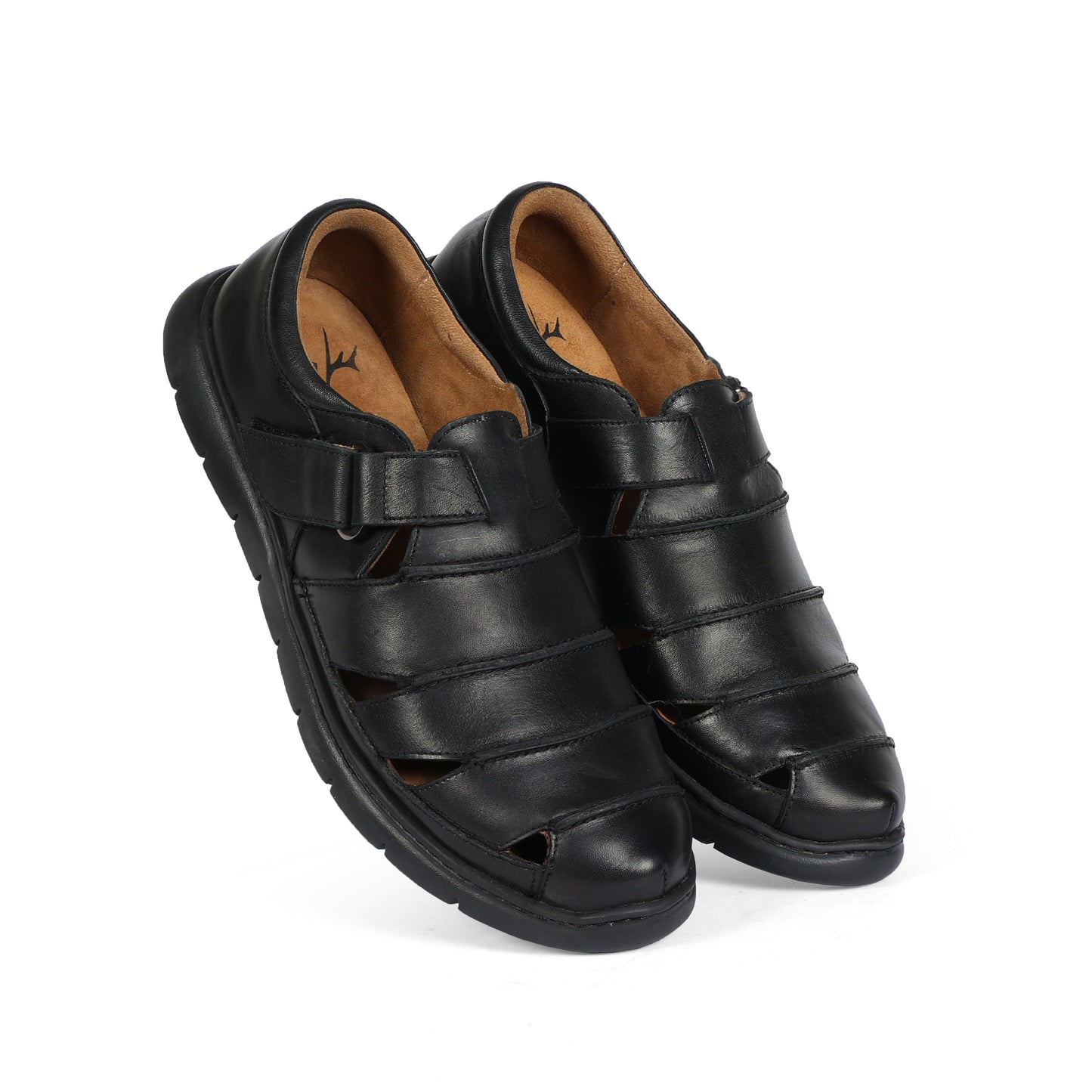 Miami Men Strap On Sandal Crust Leather Black