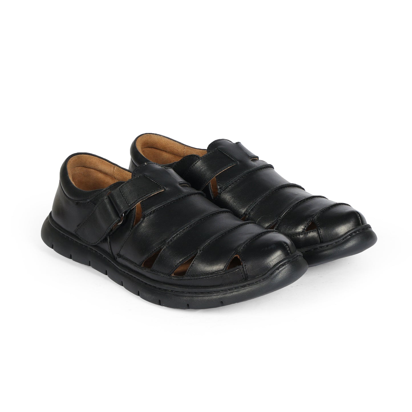 Miami Men Strap On Sandal Crust Leather Black