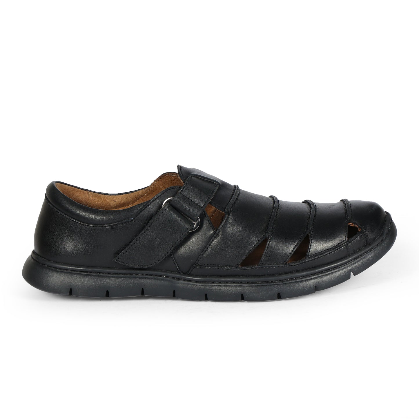 Miami Men Strap On Sandal Crust Leather Black