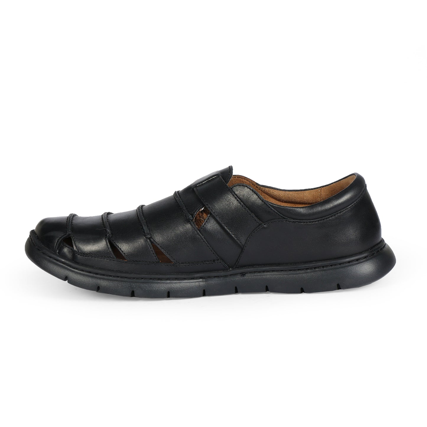 Miami Men Strap On Sandal Crust Leather Black