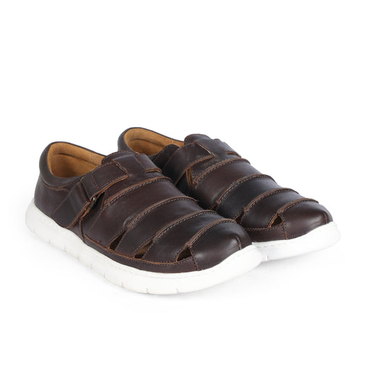 Miami Men Strap On Sandal  Leather Brown