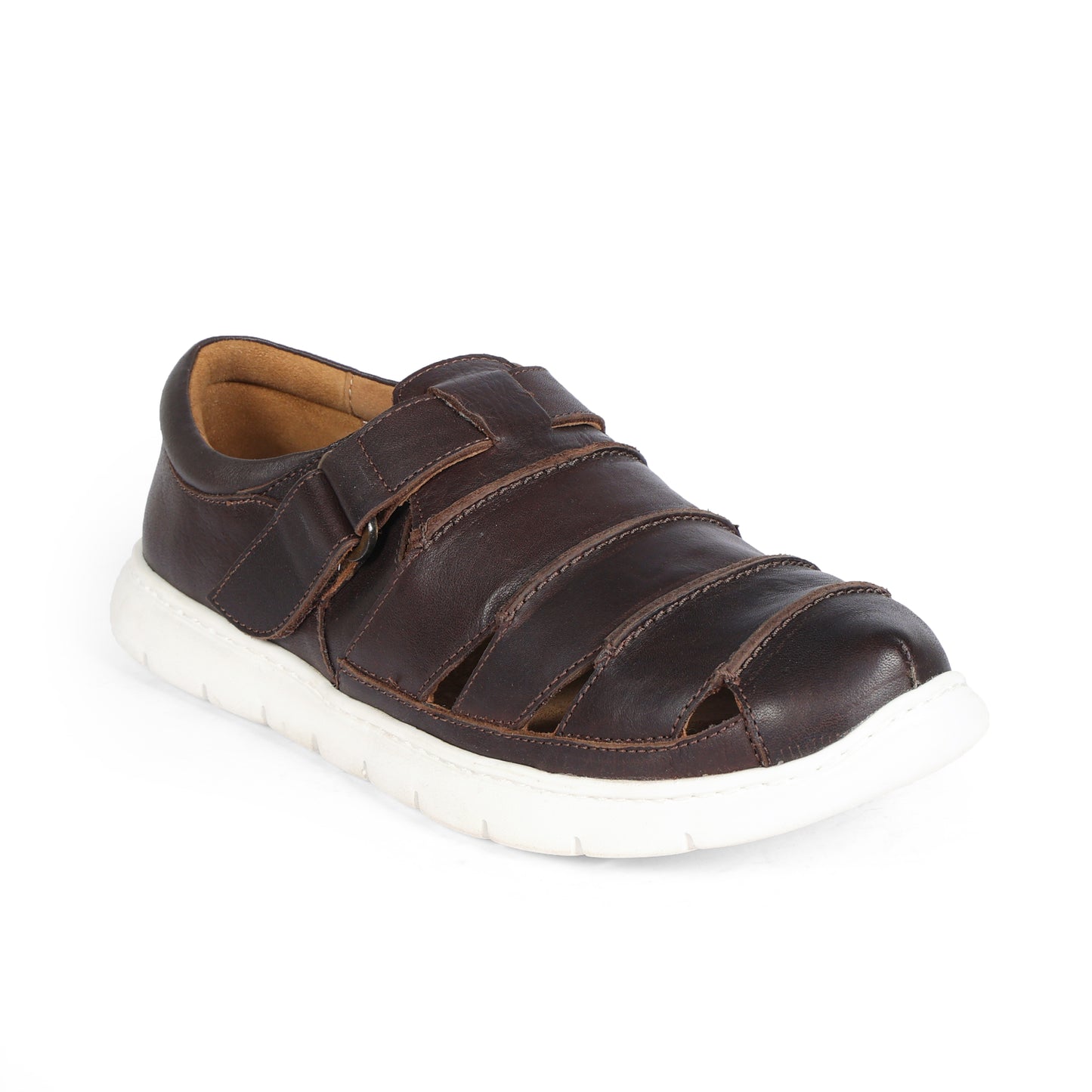 Miami Men Strap On Sandal  Leather Brown