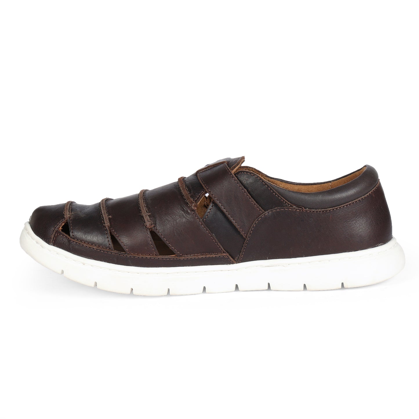 Miami Men Strap On Sandal  Leather Brown