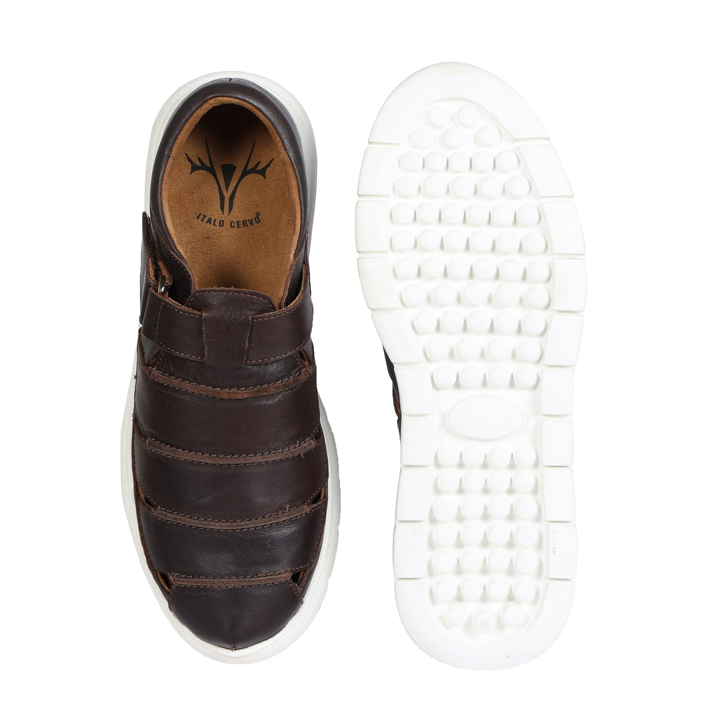 Miami Men Strap On Sandal  Leather Brown