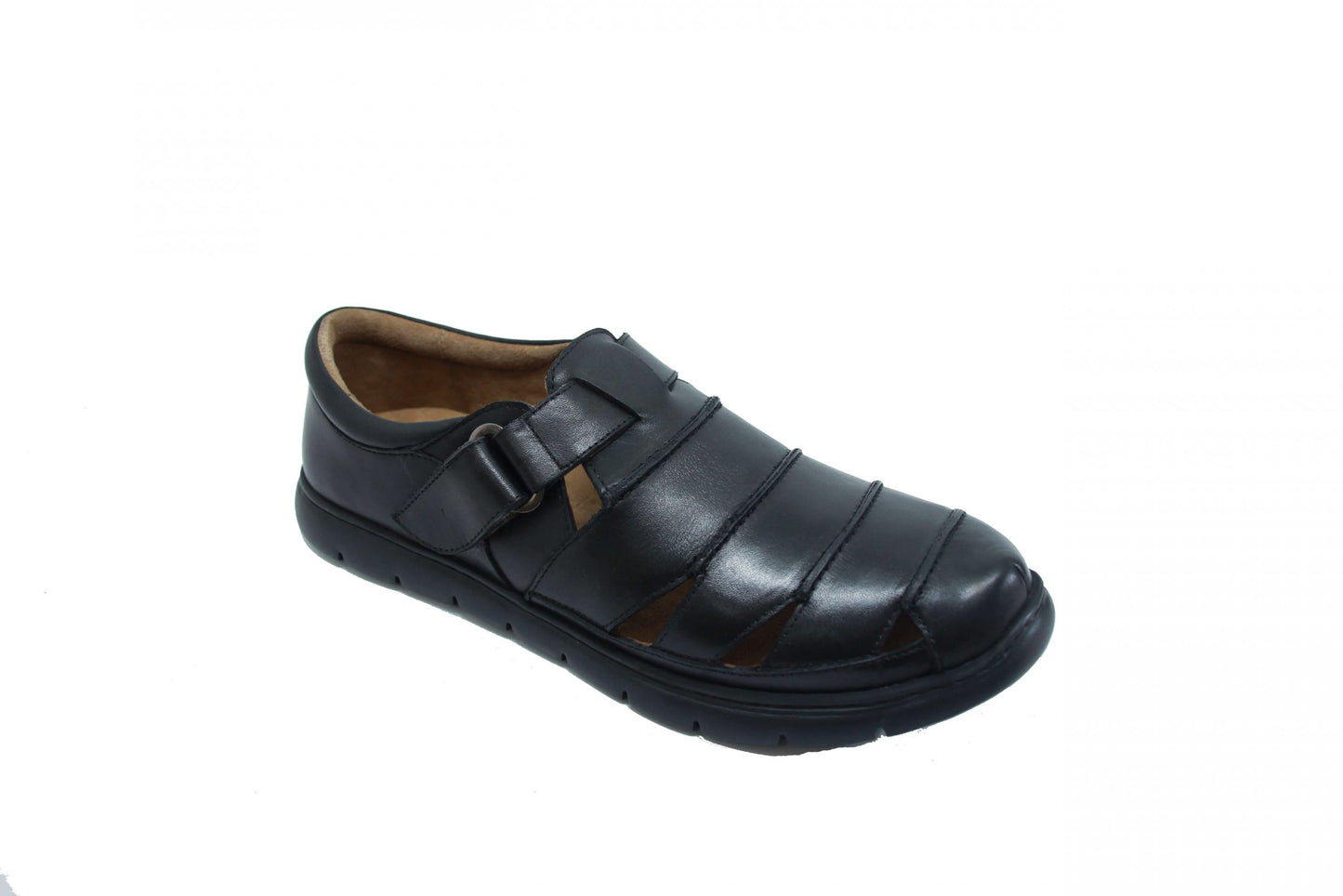 Miami Men Strap On Sandal Crust Leather Black