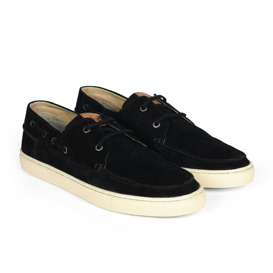 Miami Men Boat Shoe Suede Black