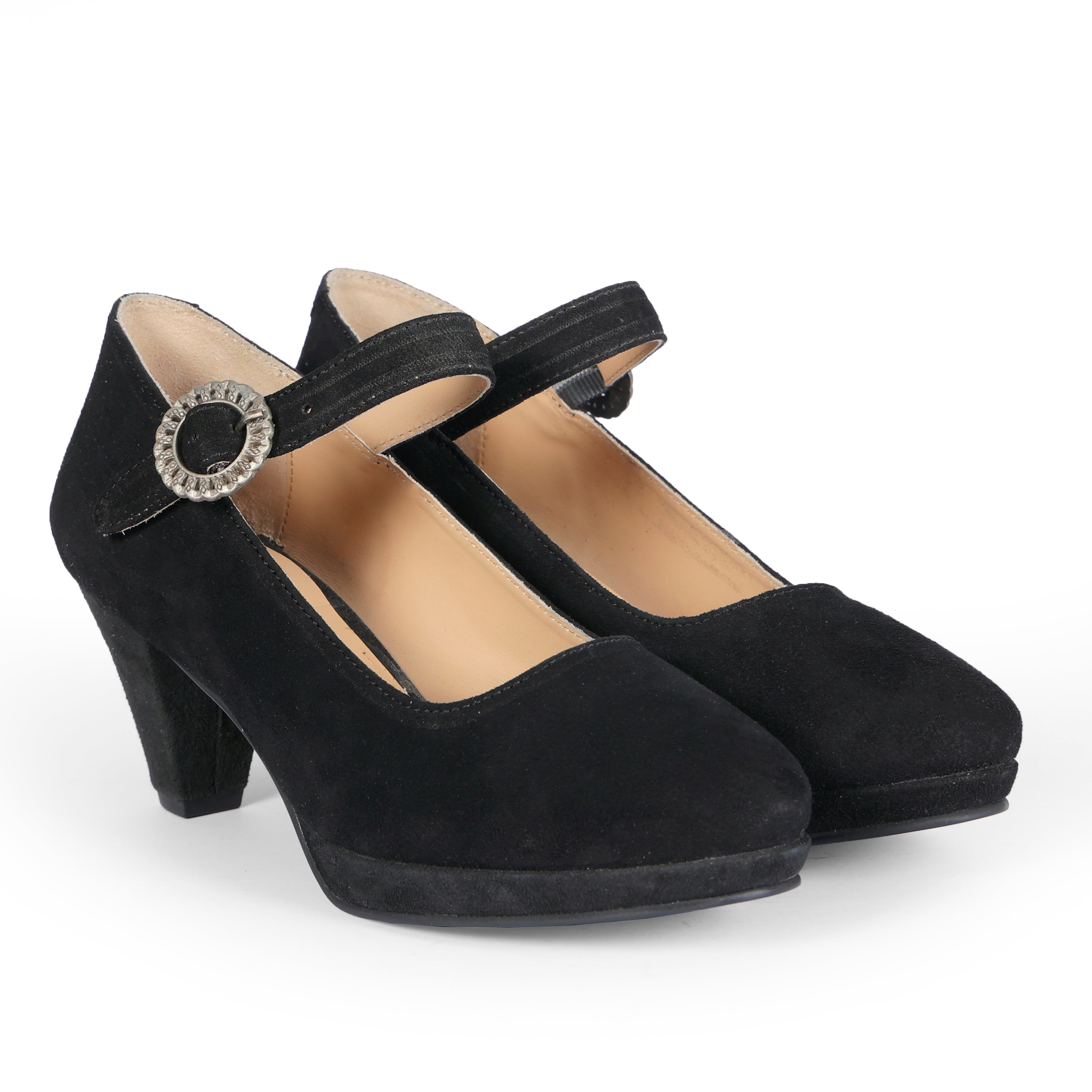 Vintage factory Heels Suede Leather Black Women's Shoe