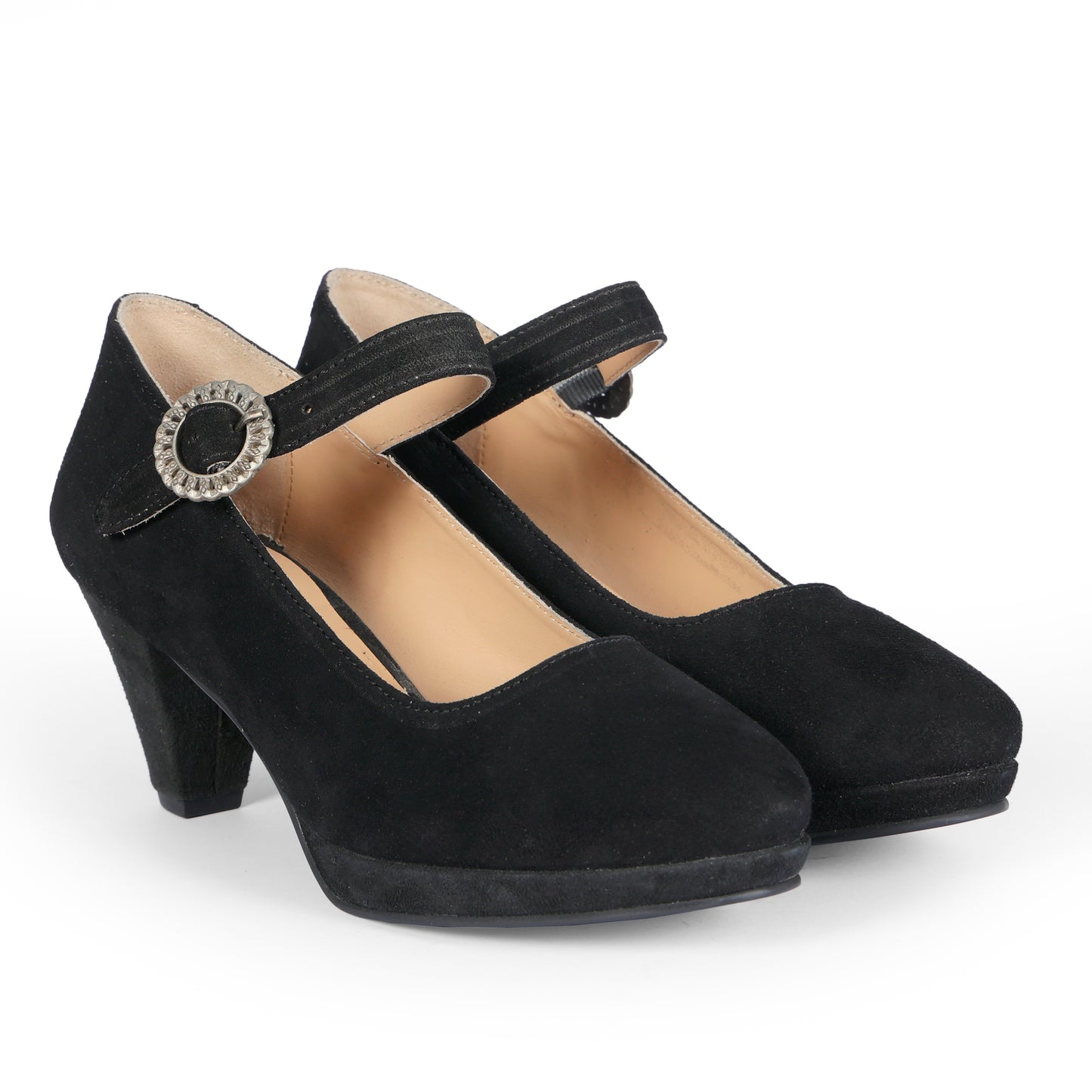 Women Black Suede Leather Heels